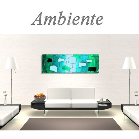 MK1 Art Bild Leinwand Abstrakt Kunst Malerei Acrylbild Türkis
