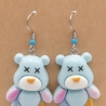 große Teddy Bären blau Ohrhänger Ohrringe Modeschmuck