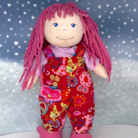 Kleidung Latzhose + Shirt geringelt passend für Puppen 30 cm Neu