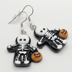 Skelett Kostüm Edelstahl Ohrhänger 3D Halloween trick or treat