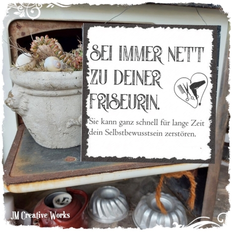 Holzschild-Shabby Friseurin