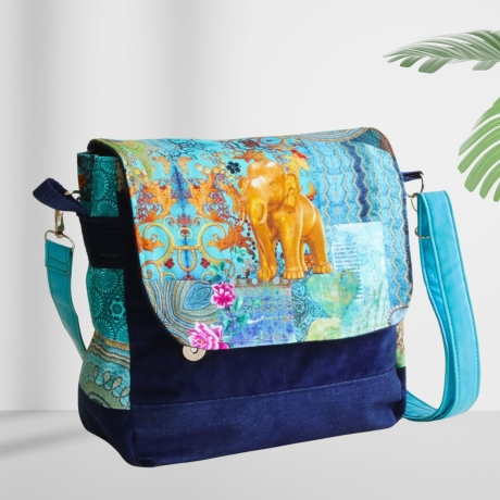 kleine  Umhängetasche Damen /blaue Handtasche /Cord Tasche/