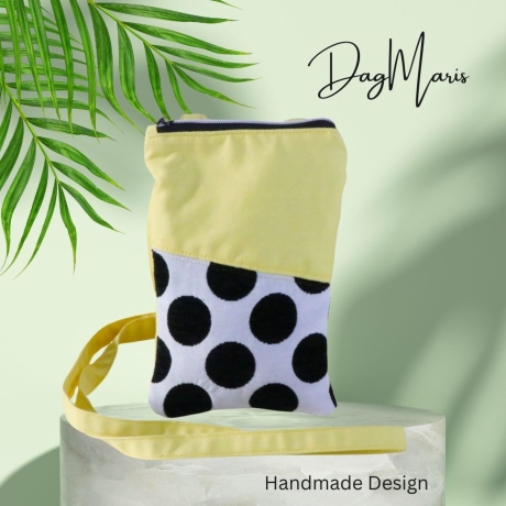 Handtytasche zum Umhängen aus Stoff/kleine Umhängetasche/gelb