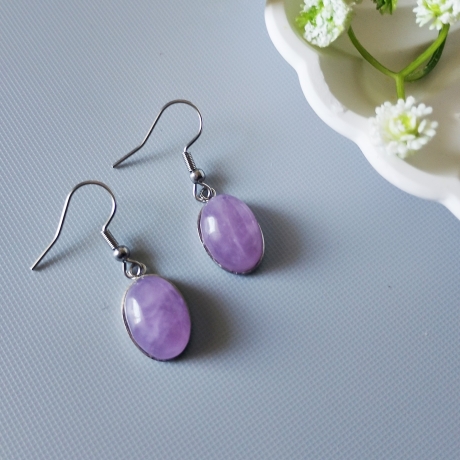 Hängeohrringe Edelstahl Amethyst Schmuck Ohrringe