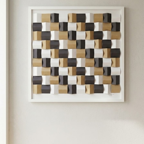 Modernes geometrisches Wandbild - 3D Papierkunst - 50 x 50 cm