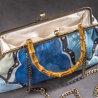 Handgemachte Jacquard Tasche – Blau/Weiß Ikat-Muster