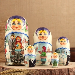 Matroschka Khokloma, handbemalt, 5-er Set, 15 cm, neu Matroschka Khokloma, handbemalt, 5-er Set, 15 cm, neu