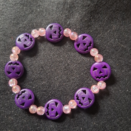 Perlenarmband Kürbis lila/rosa