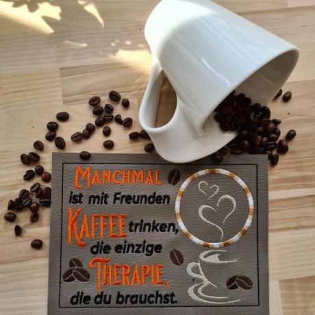 Ferberline Stickdatei MugRug Set Kaffeetherapie ab 10x10