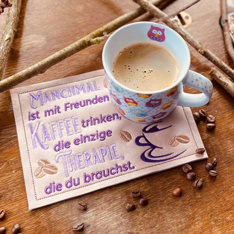 Ferberline Stickdatei MugRug Set Kaffeetherapie ab 10x10