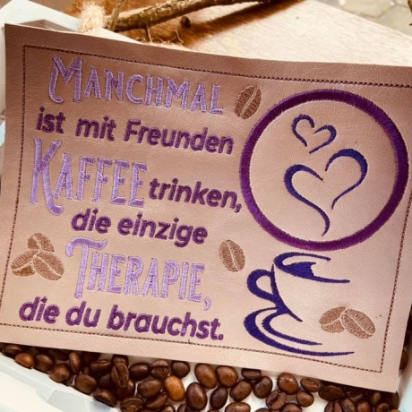 Ferberline Stickdatei MugRug Set Kaffeetherapie ab 10x10