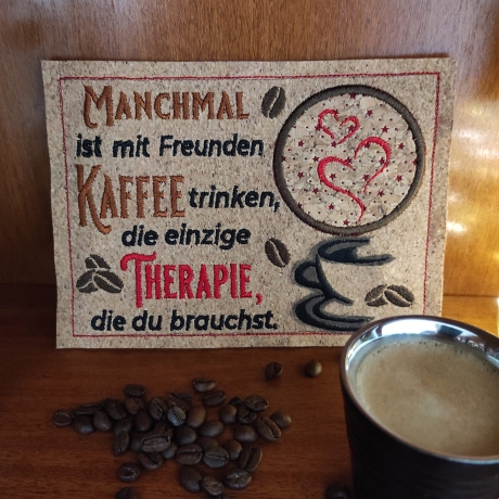 Ferberline Stickdatei MugRug Set Kaffeetherapie ab 10x10