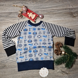 Langarmshirt, Raglan, Größe 68/74 maritim, Anker