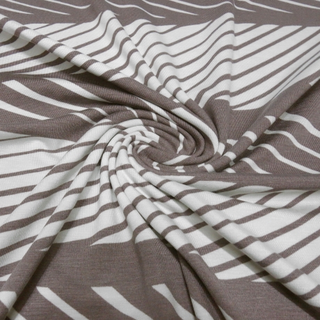 StoffViskose Jersey mit abstrakten Streifen Design braun ecrú 