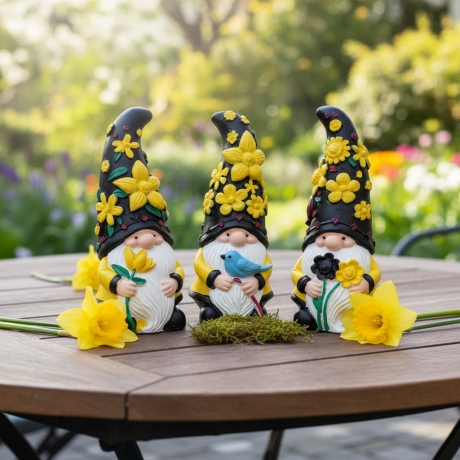 Garten Wichtel Schwar/Gelb Set 