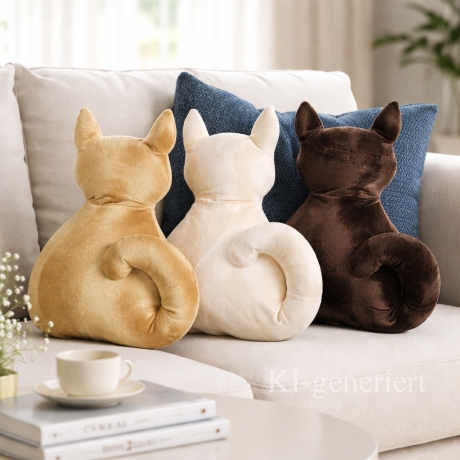 kleiner beiger Kater,  Kuschelkissen für Katzenliebhaber