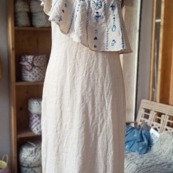 Schulterfrei, Leinen& Seide, handgemacht 