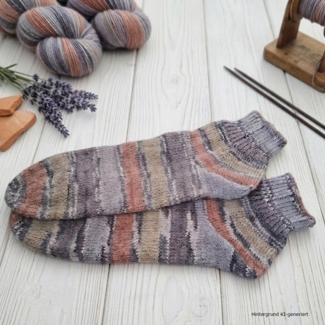 Sneakersocken Gr. 47 handgestrickt Stricksocken Wollsocken