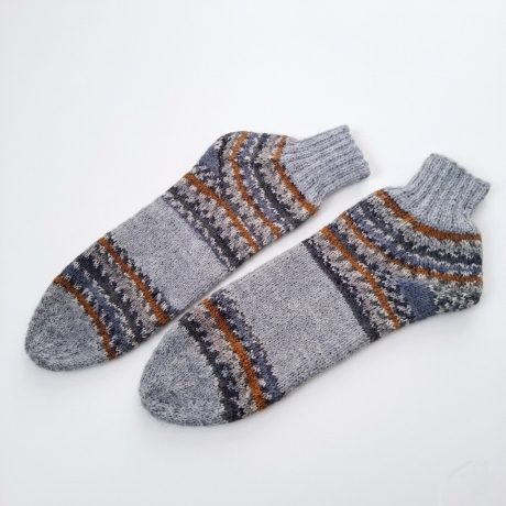 Stricksocken Gr. 43 handgestrickt Sneakersocken Schurwolle 