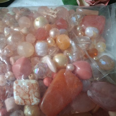 Perlen, Acryl-Perlen, rosa/apricot