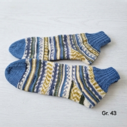 Stricksocken Gr. 43 handgestrickt Sneakersocken Schurwolle 