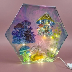 Magisches Epoxidharz LED Nachtlicht Pilzhaus Deko Tischlampe 