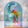 Fantasy Resin Lampe mit Mond & Zauberhaus – Handmade LED Leuchten