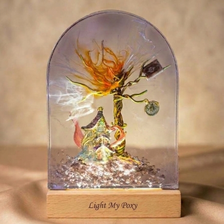 Resin Lampe Epoxidharz Fantasy Zauberbaum LED Tichlampe Deko 