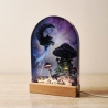 Handgemachte Epoxidharz LED Lampe – Magisches Pilzhaus  Halloween