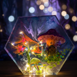 Enchanted Mushroom Village – Fantasy Epoxy Resin Lamp 