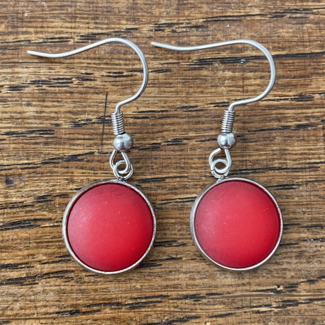 Ohrhänger Edelstahl Polaris Cabochon rot
