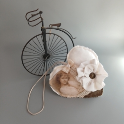 1 Deko Herz aus Stoff Shabby Chic Anhänger