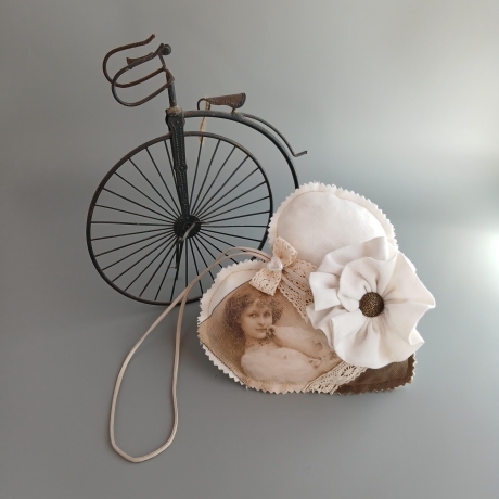 1 Deko Herz aus Stoff Shabby Chic Anhänger