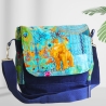 kleine  Umhängetasche Damen /blaue Handtasche/Elefant/Cord Tasche