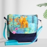 kleine  Umhängetasche Damen /blaue Handtasche /Cord Tasche/
