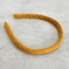 Schmaler Haarreifen Senf Goldgelb Bezug handgestrickt