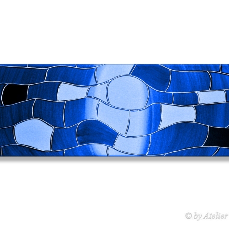 MK1 Art Bild Leinwand Abstrakt Kunst Malerei Acrylbild blau XXL
