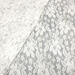 Stoff Spitze Spitzenstoff mit Blumenmuster cremeweiß off-white