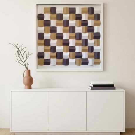 Modernes geometrisches Wandbild - 3D Papierkunst - 50 x 50 cm