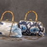Handgemachte Jacquard Tasche – Blau/Weiß Ikat-Muster