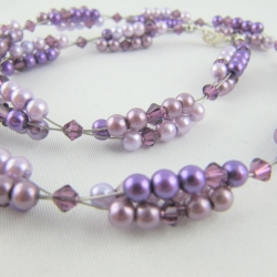 Set Collier und Armband Perlen Lila (194)