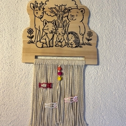 Wildtiere Motiv Halter Erlenholz für Haarspangen und Klammern 