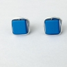 Ohrstecker Aluminium Würfel blau wire wrapping