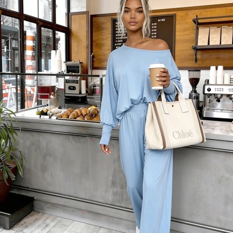 Oversize Anzug Jogger wide leg Hose off shoulder Bluse XS/S & M/L