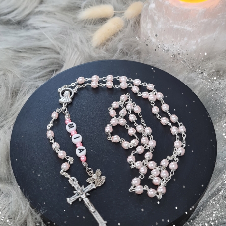 Rosenkranz rosa personalisiert mit Name