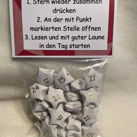 Adventskalender Stern mit Sprüchen 1