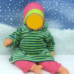 Kleid mit Zipfel Hose und Mütze passend für Puppen 46 cm Neu