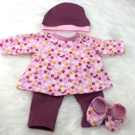 Kleidung Tunika Hose Mütze Schuhe passend für Puppen 43 cm Neu