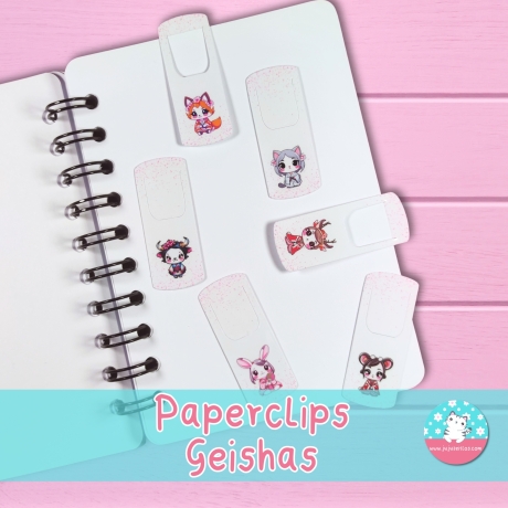 Paperclips -Geishas- Büroklammern - mini Lesezeichen - kawaii