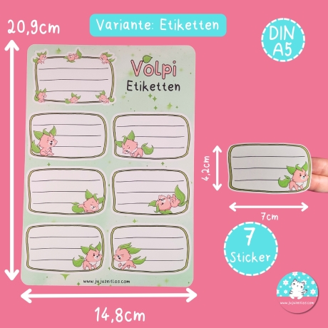 Büchersticker & Etiketten - Volpi Namenssticker Aufkleber